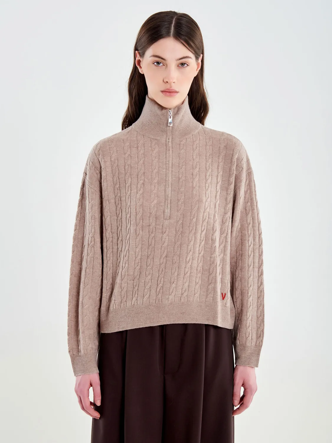 Vicolo Pull Camionneur a Trecce Beige Taglia M Lana