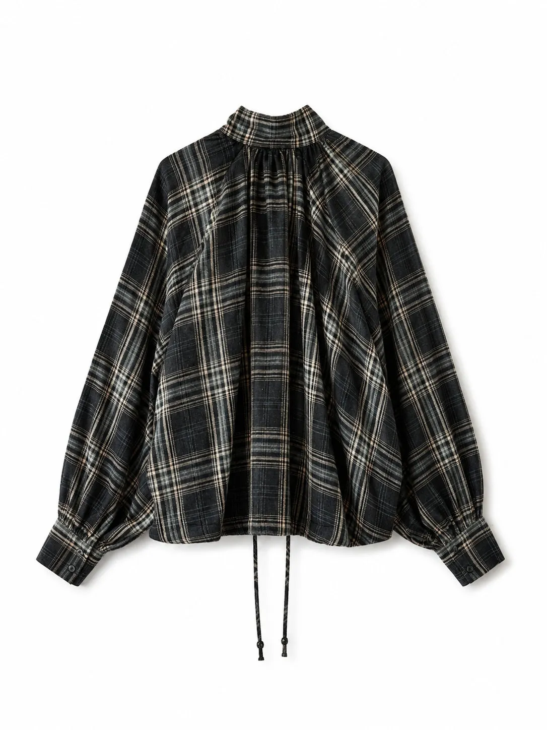 Vicolo Camicia Top Check flanella a quadri grigia