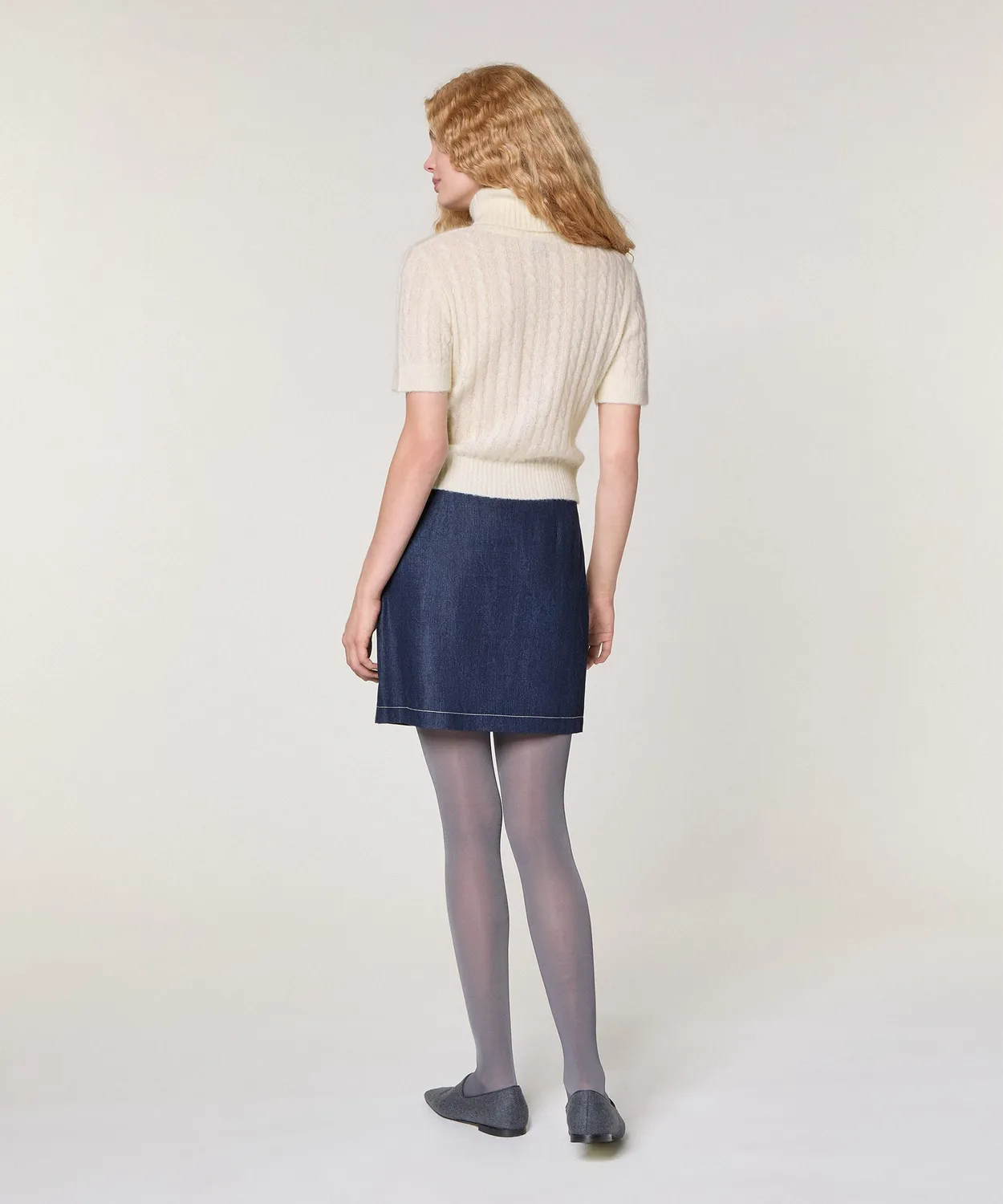Rodier Maglia dolcevita alpaca ecrù maniche corte