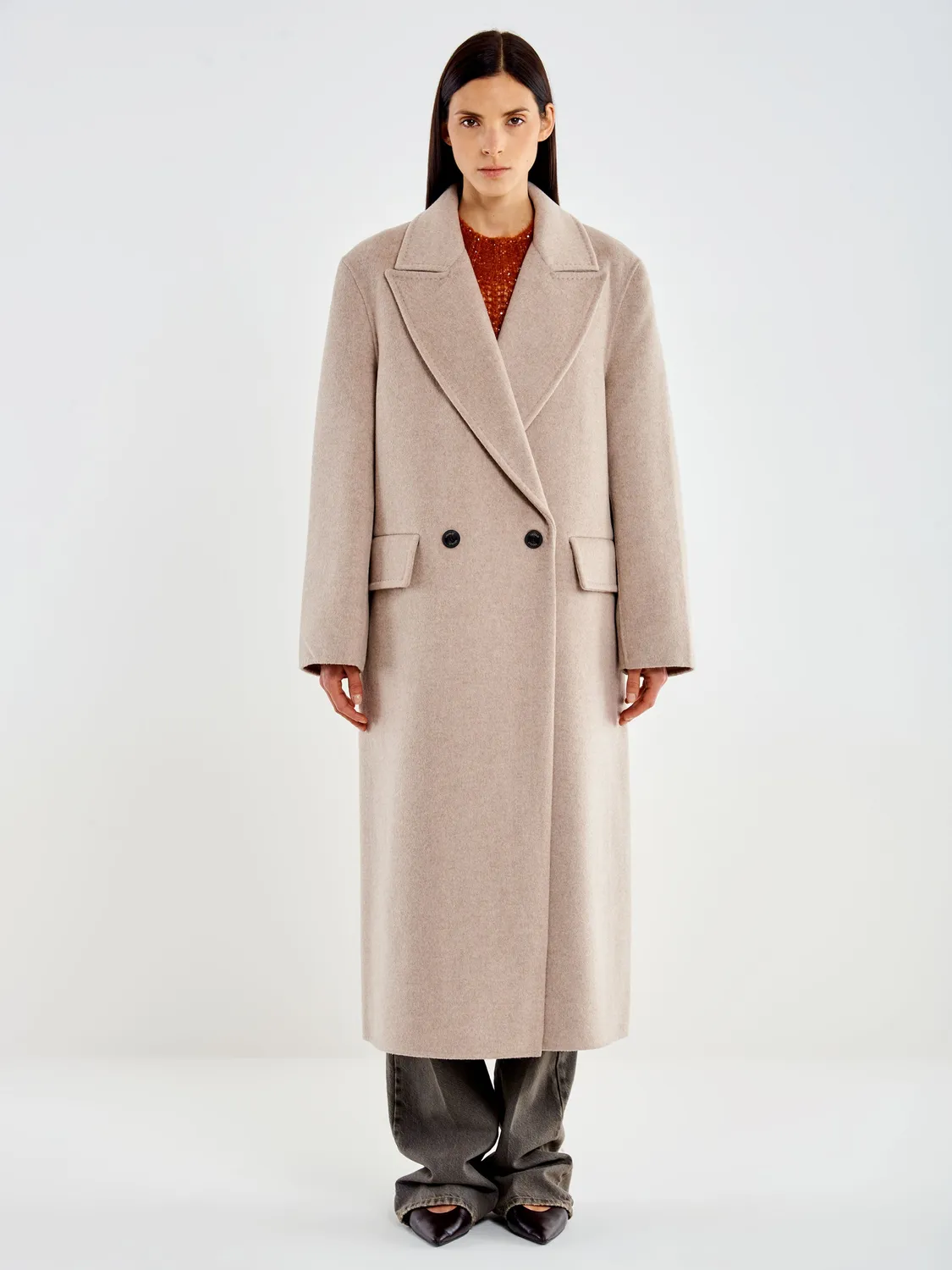 Vicolo Cappotto Over Doppiopetto tortora lana