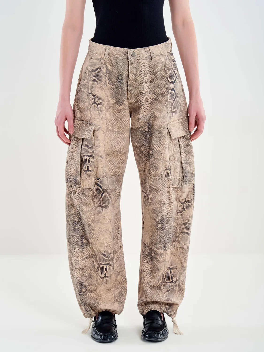 Vicolo Cargo Pitonato pantaloni cargo beige barrel fit