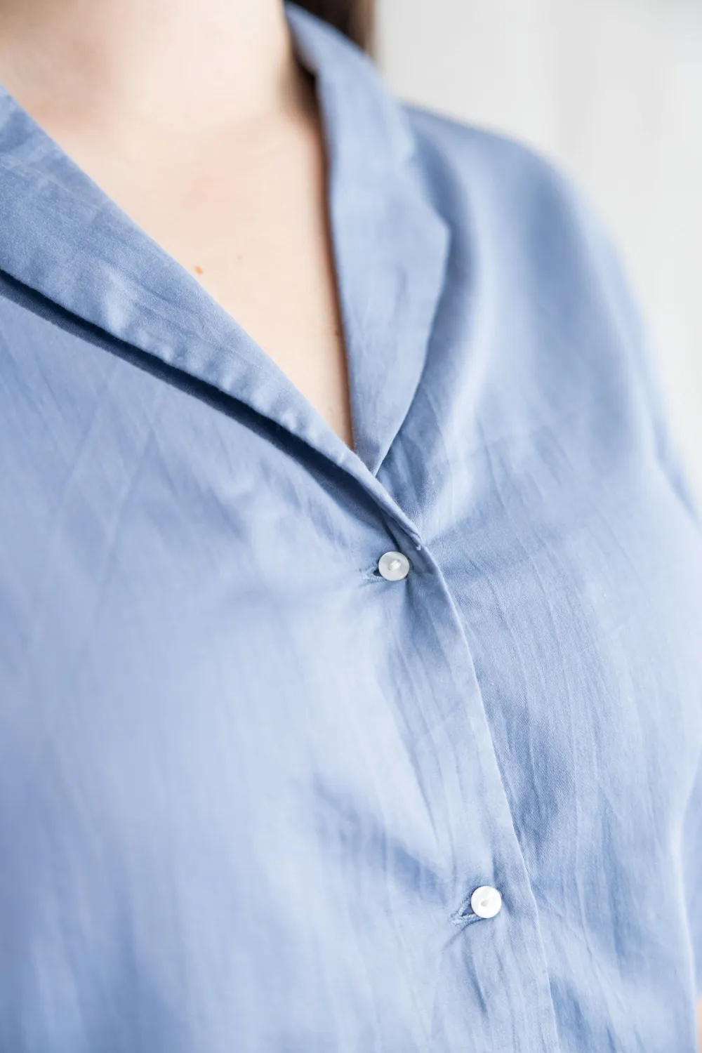 Jyoti Avaani blusa cotone raso blu