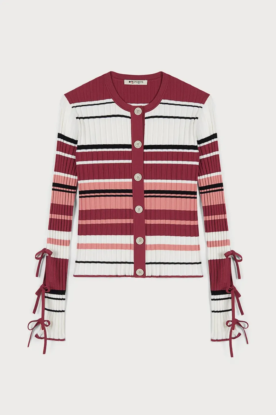 Ports 1961 PW125KFN05 cardigan righe bordeaux fiocco