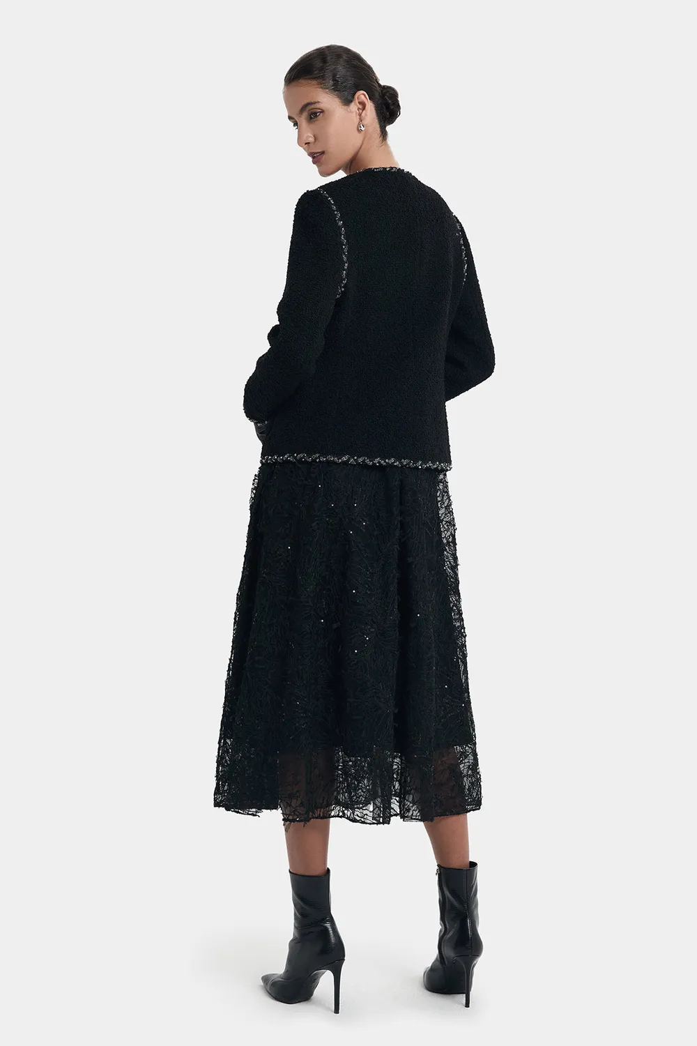 PORTS Timeless Chic giacca tweed nera filo argento