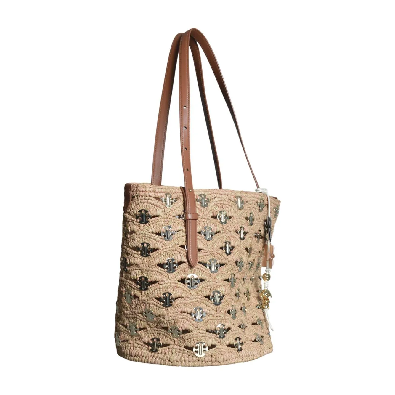 Rabanne 26ESS0528NAT082 borsa a mano paglia gialla