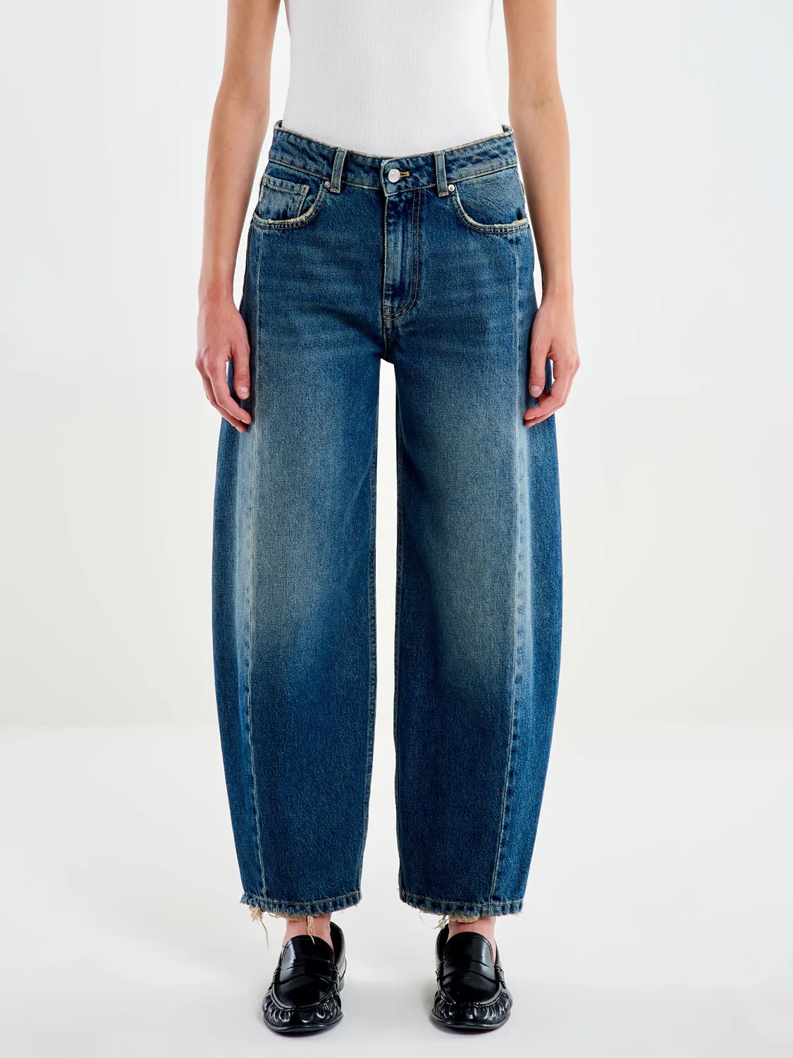 Vicolo Jeans Chiara Barrel Blu Vintage Taglia S Denim