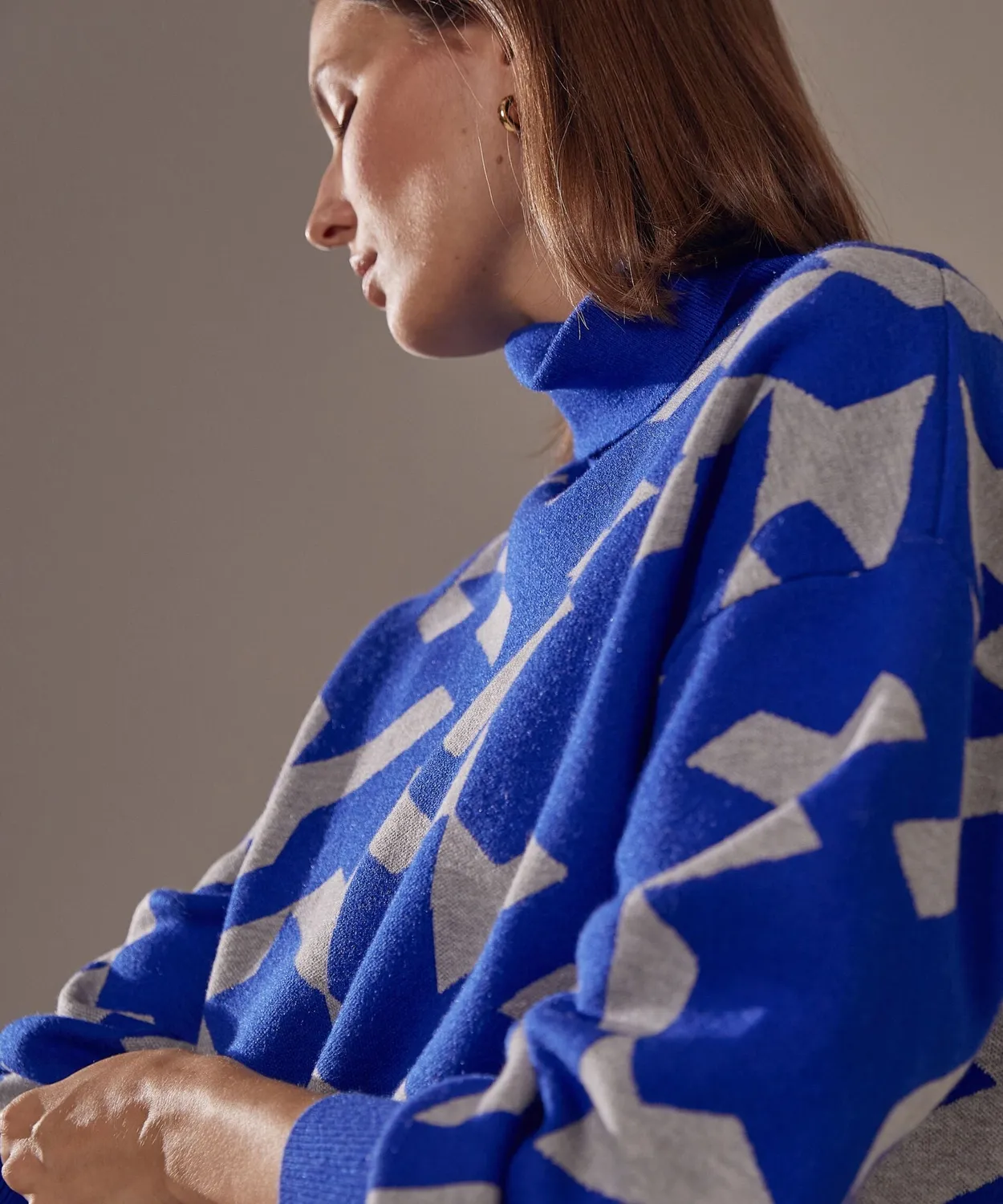 Rodier Dolcevita jacquard maglia blu oltremare