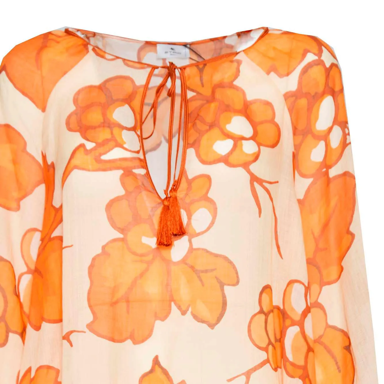 Etro Blusa Arancione Ramia Stampata Mussola
