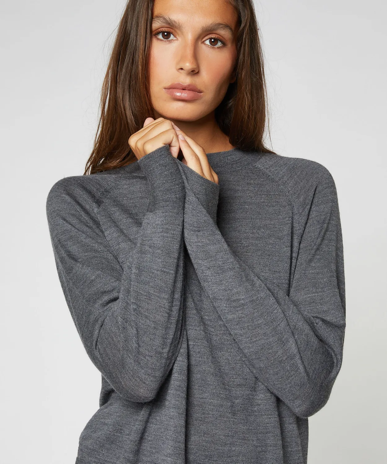 Rodier maglione lana merino girocollo grigio scuro