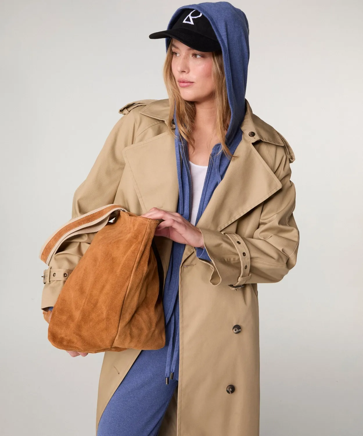Rodier Trench Oversize Misto Cotone Beige Donna