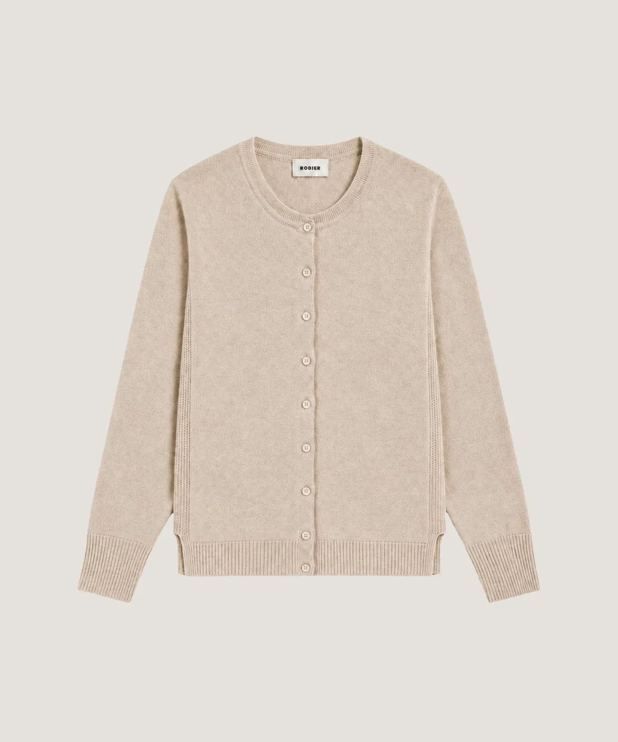 Rodier cardigan cashmere girocollo beige donna