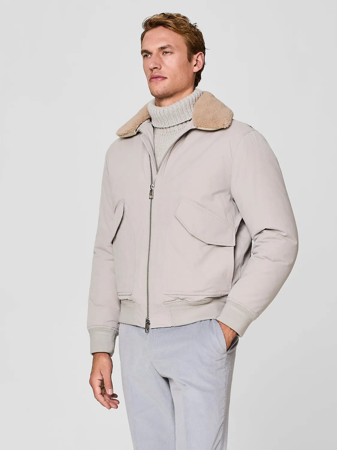 Paul Taylor Aviatore Bomber Imbottito Burro Shearling