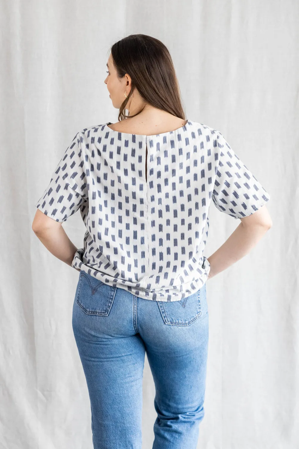 Jyoti Sarala Ikat maglietta cotone bianca