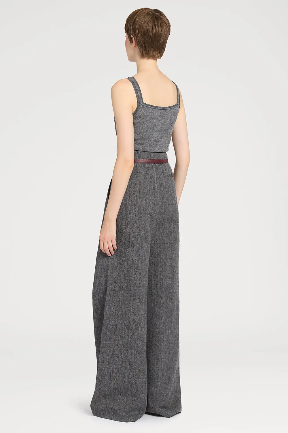 PORTS 1961 FW25 Grey V-Neck top grigio cropped