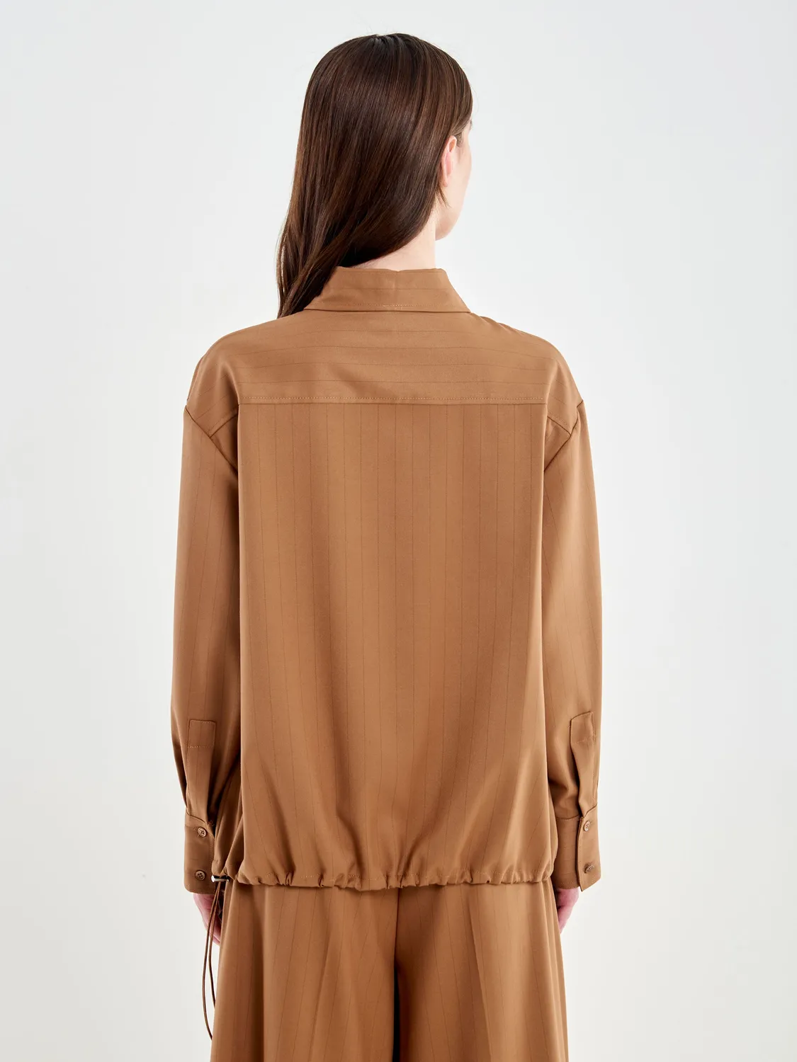 Vicolo camicia gessata cammello con coulisse S M L