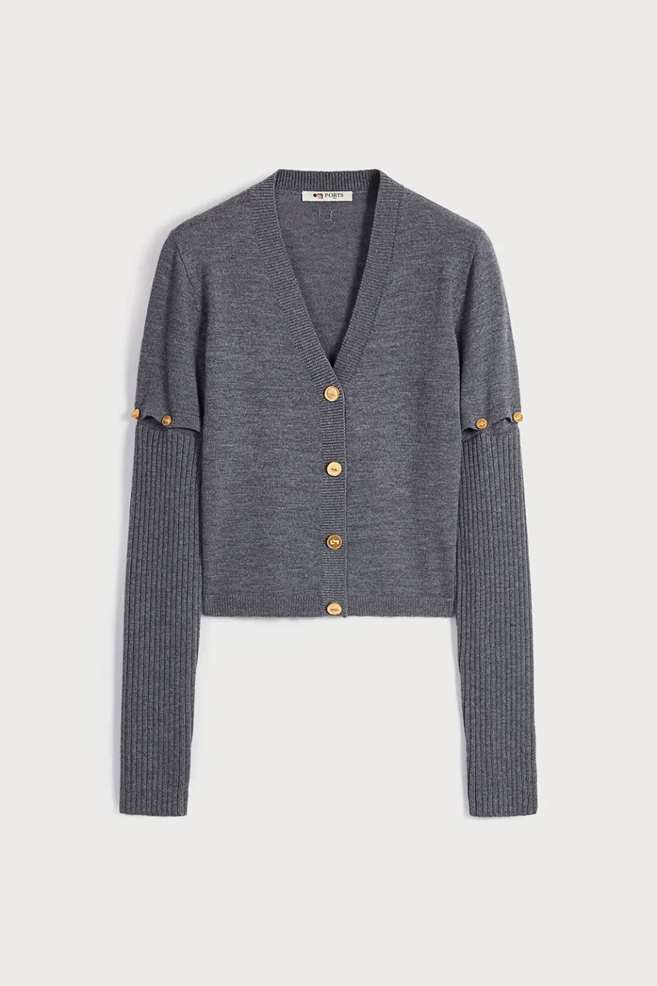 PORTS 1961 Detachable Sleeves cardigan smog bottoni oro