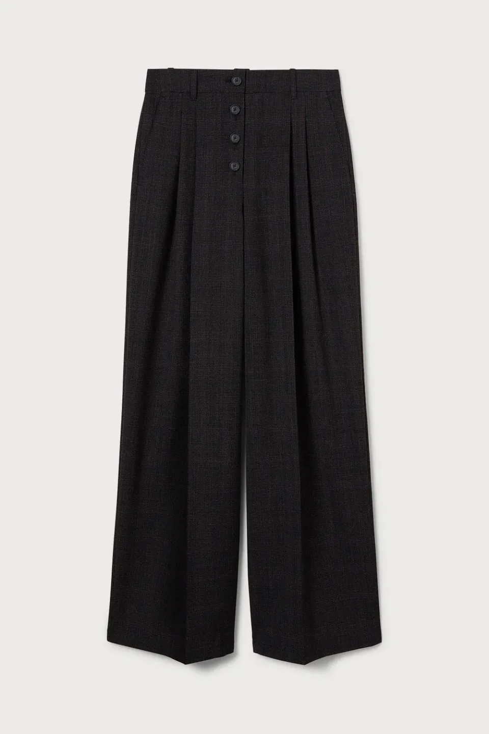PORTS Checked Wool pantaloni palazzo quadri lana