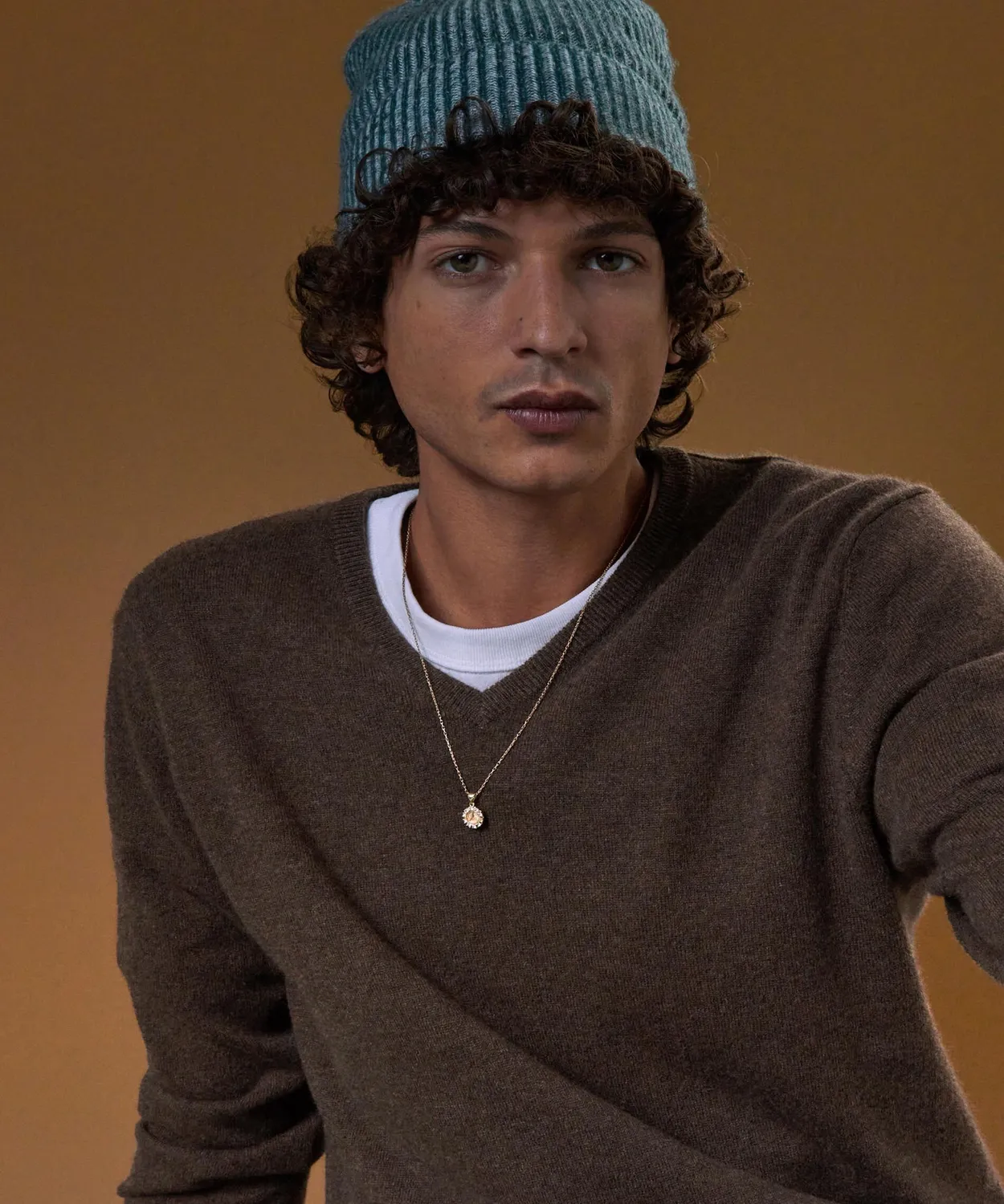 Rodier maglia scollo V cashmere 2 fili testa di moro uomo
