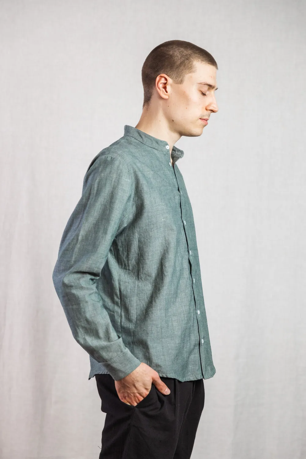 Jyoti Harish Eucalyptus camicia uomo cotone