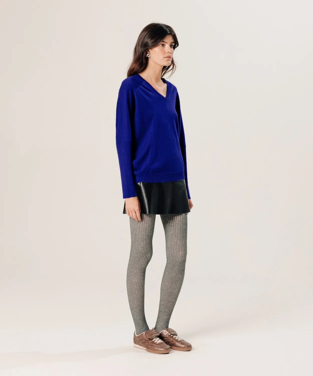 Rodier Maglione Oversize Cashmere Scollo a V Blu Oltremare