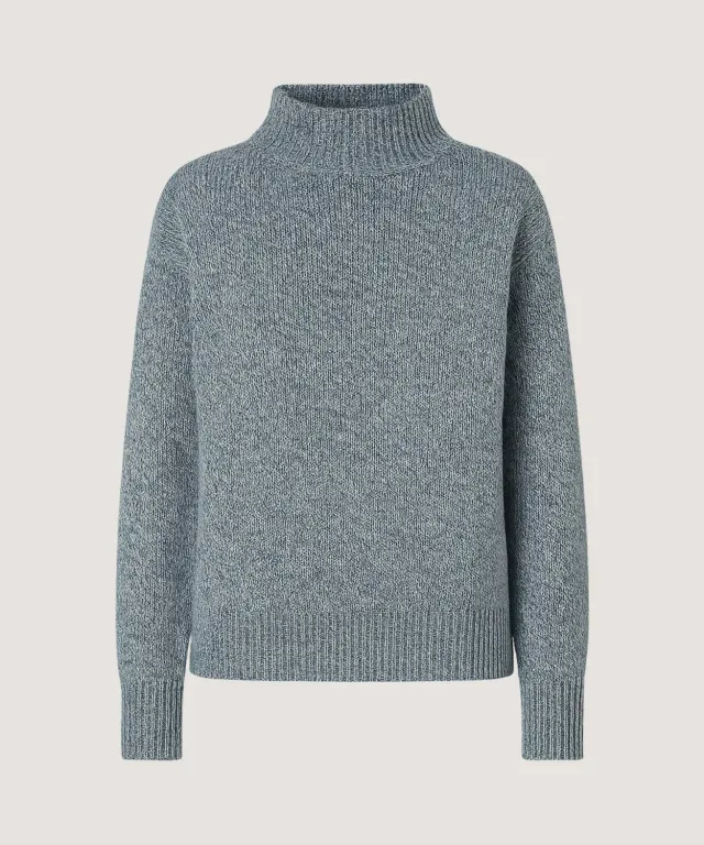 Rodier Maglione Collo Imbuto Melange Blu Dritto