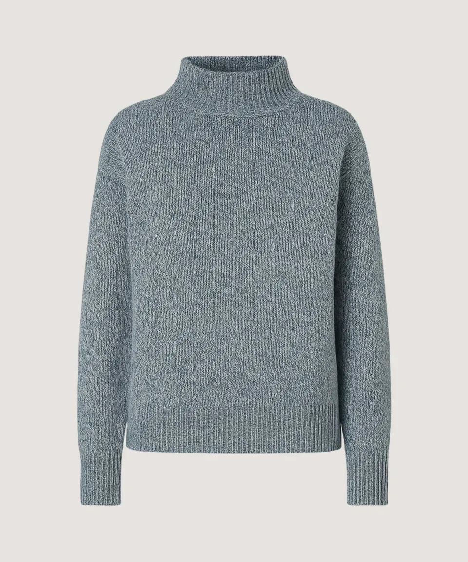 Rodier Maglione Collo Imbuto Melange Blu Dritto