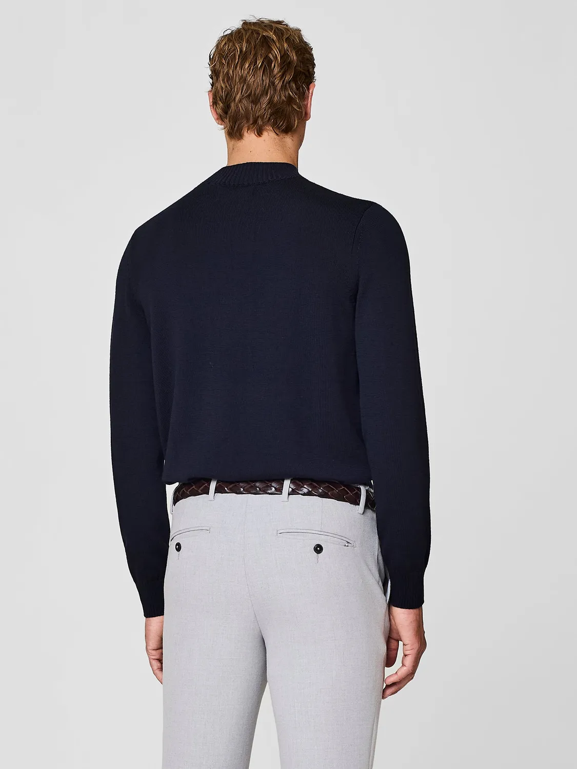 Paul Taylor maglia lana merino collo vulcano blu