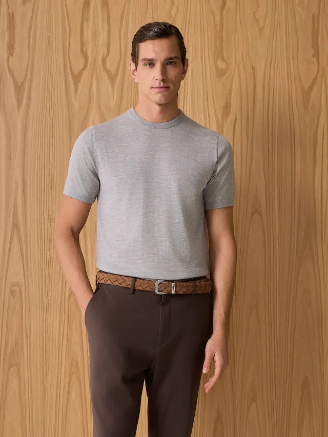 Paul Taylor T-shirt maglia seta cashmere grigia
