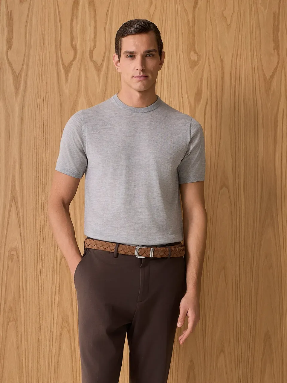 Paul Taylor T-shirt maglia seta cashmere grigia