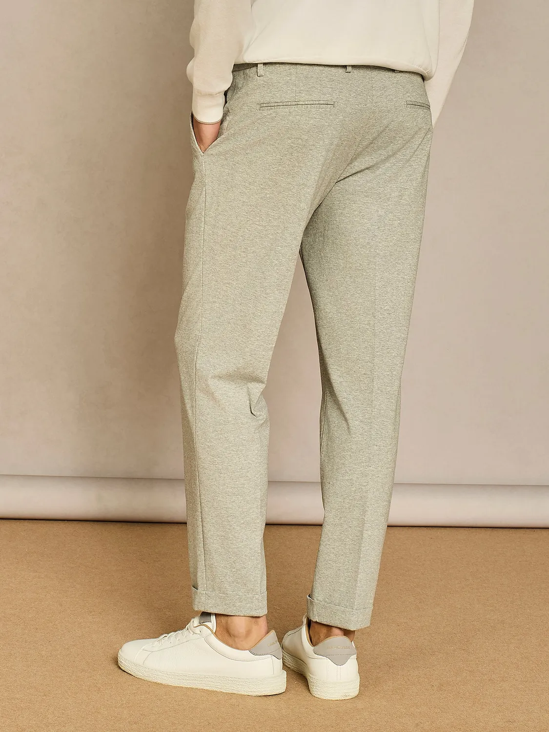 Paul Taylor Pantalone Jersey Grigio Chiaro Coulisse