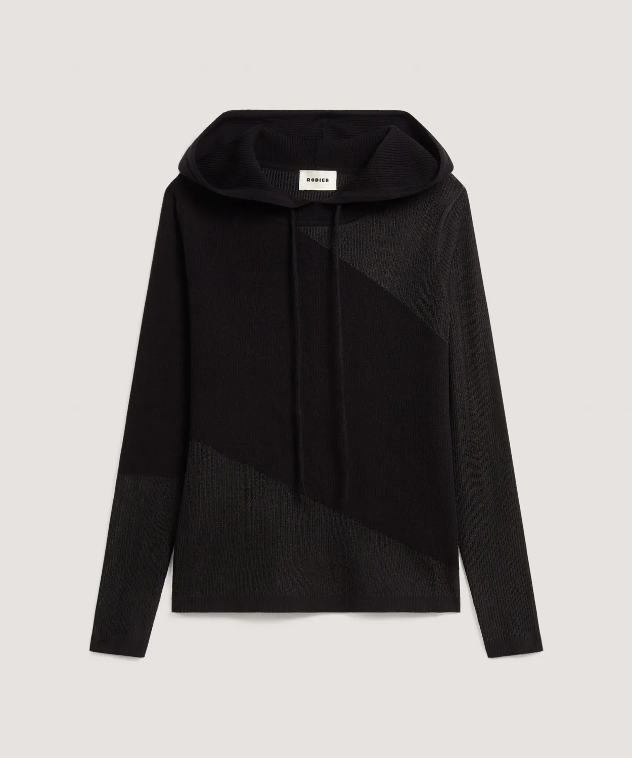 Rodier Felpa Donna con Cappuccio Lana Nera Trasparenze