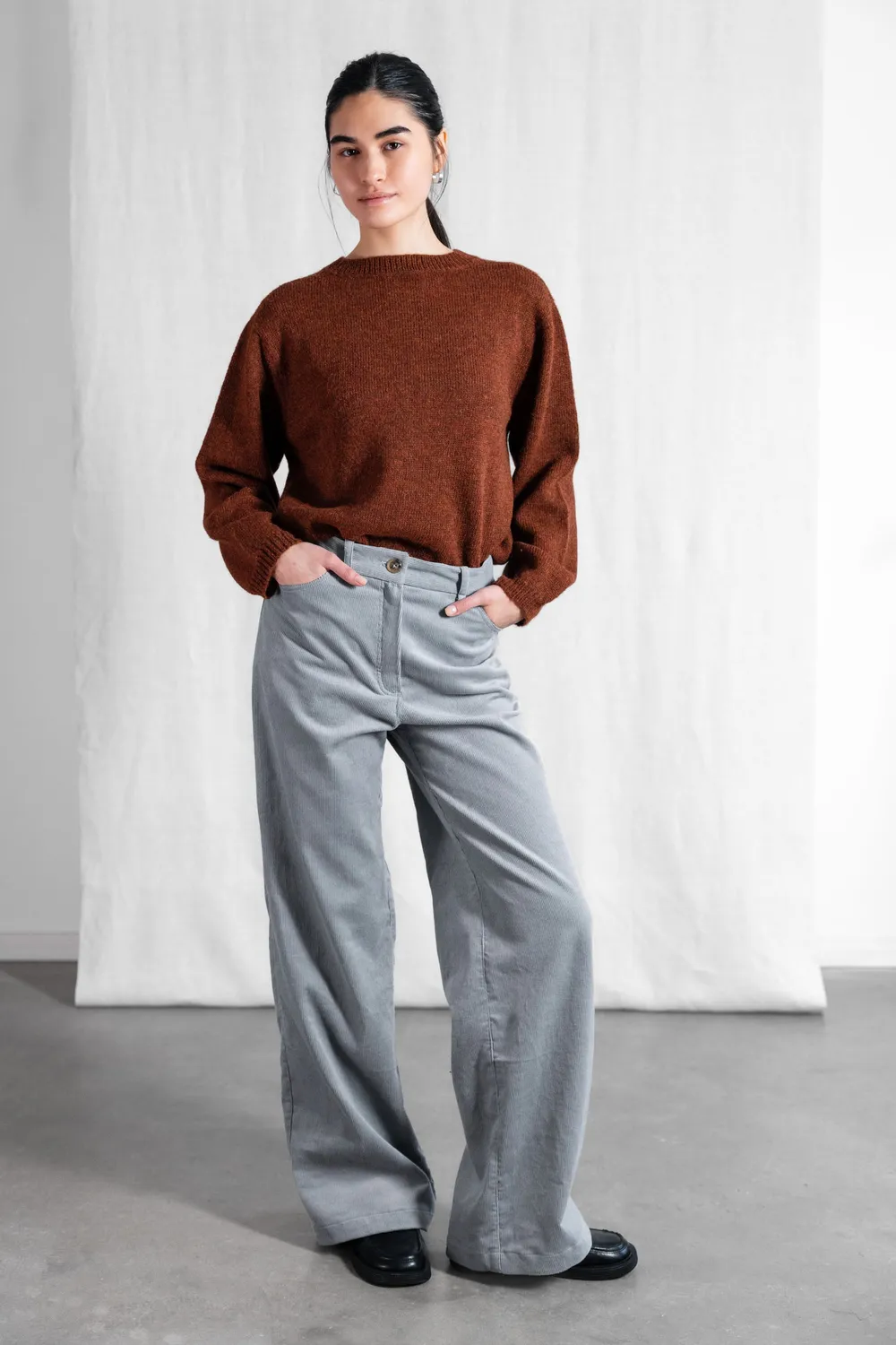 Jyoti Tushar pantaloni velluto cotone mist
