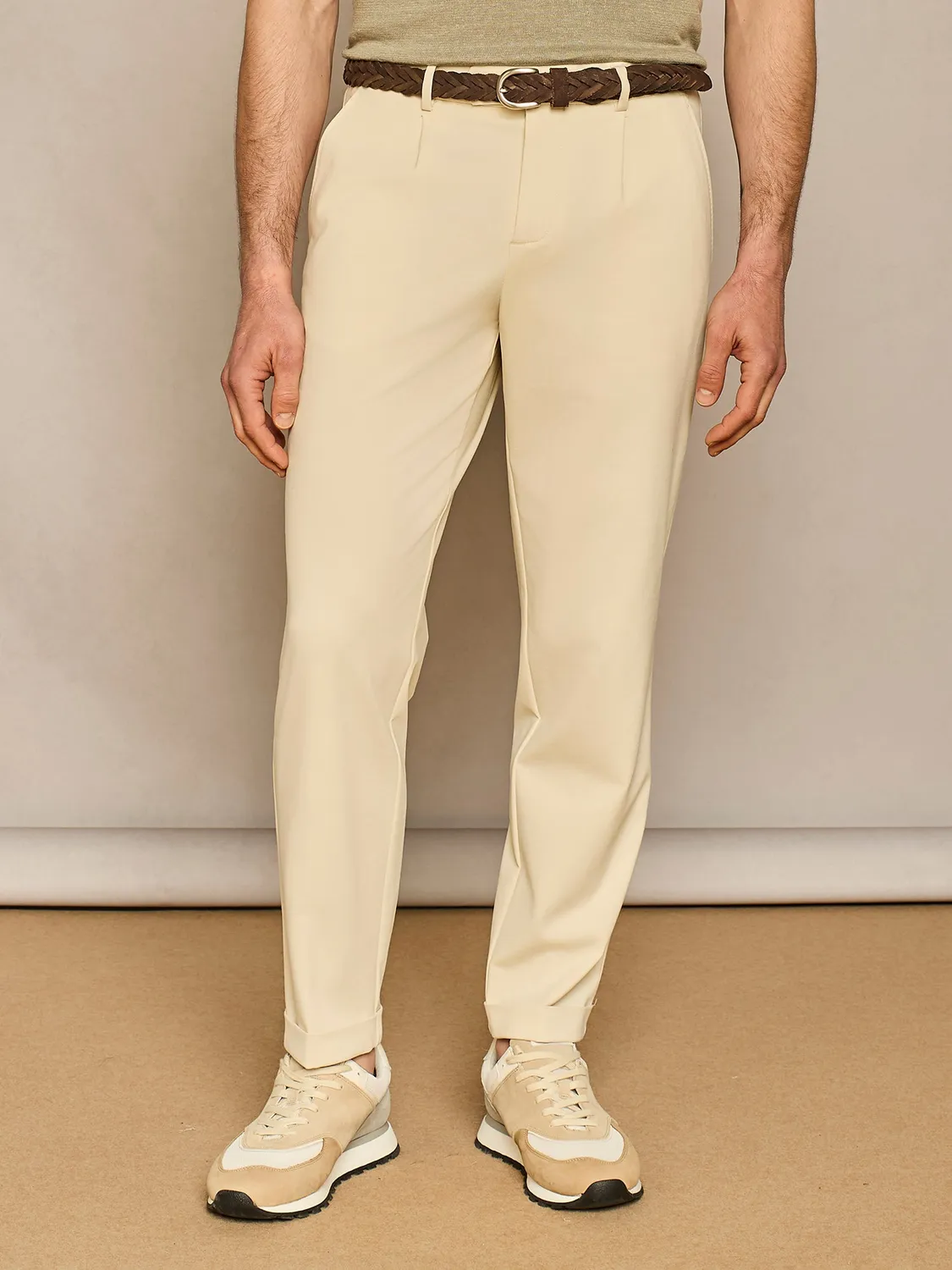 Paul Taylor Pantalone Wide Jersey Beige