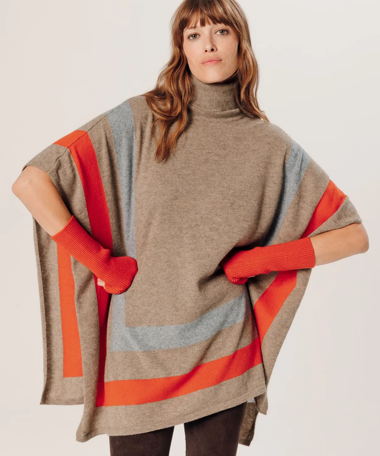 Rodier Poncho in cashmere beige taglia unica