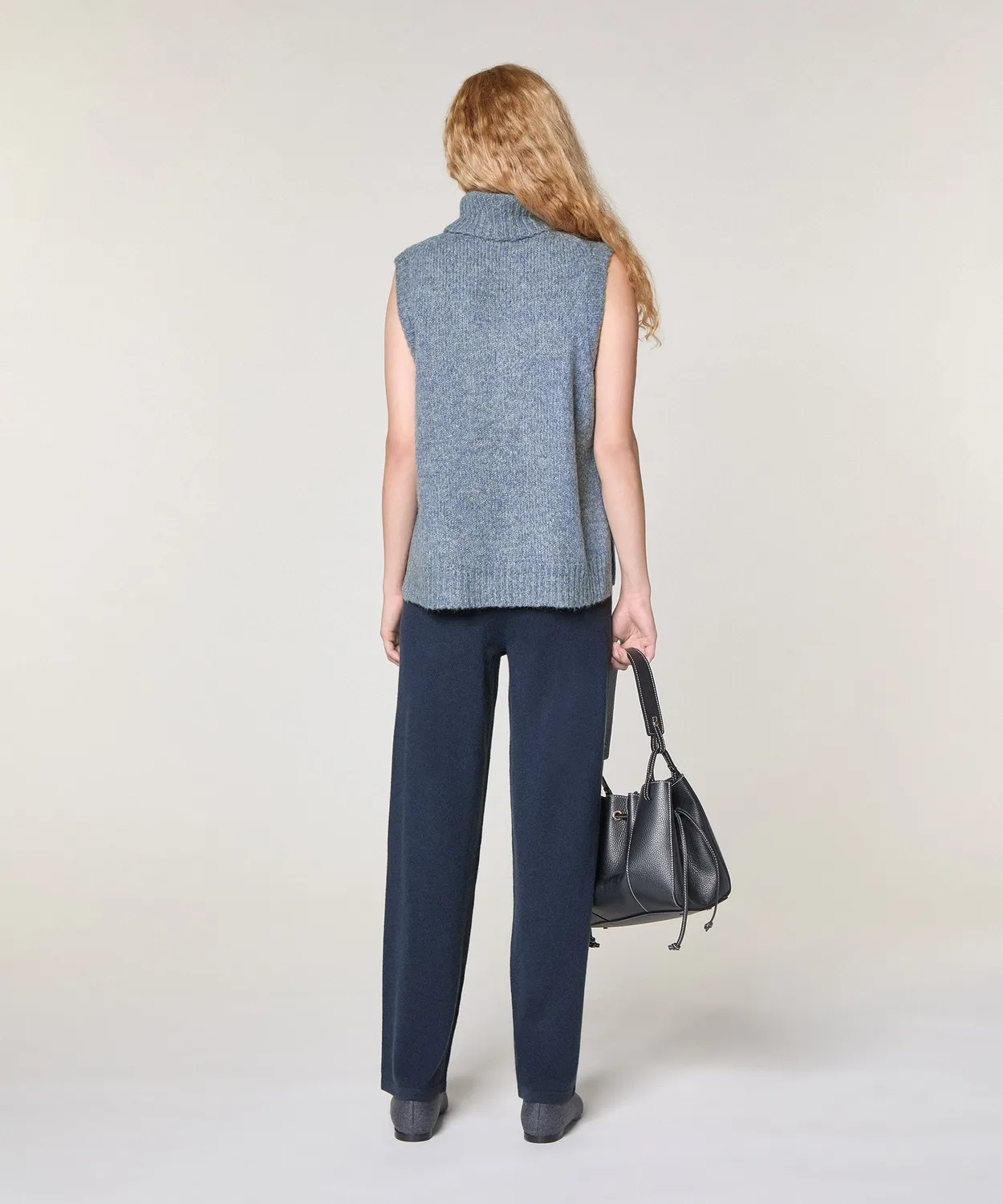 Rodier maglione senza maniche maglia grossa blu