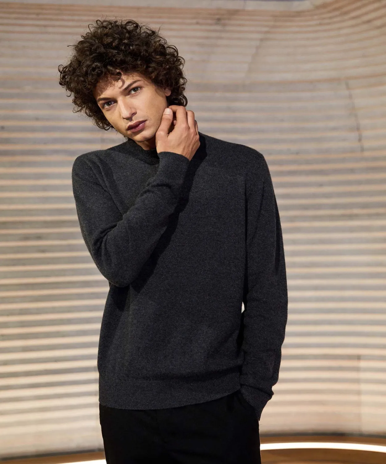 Rodier Maglia Girocollo Cashmere Uomo Antracite Caldo