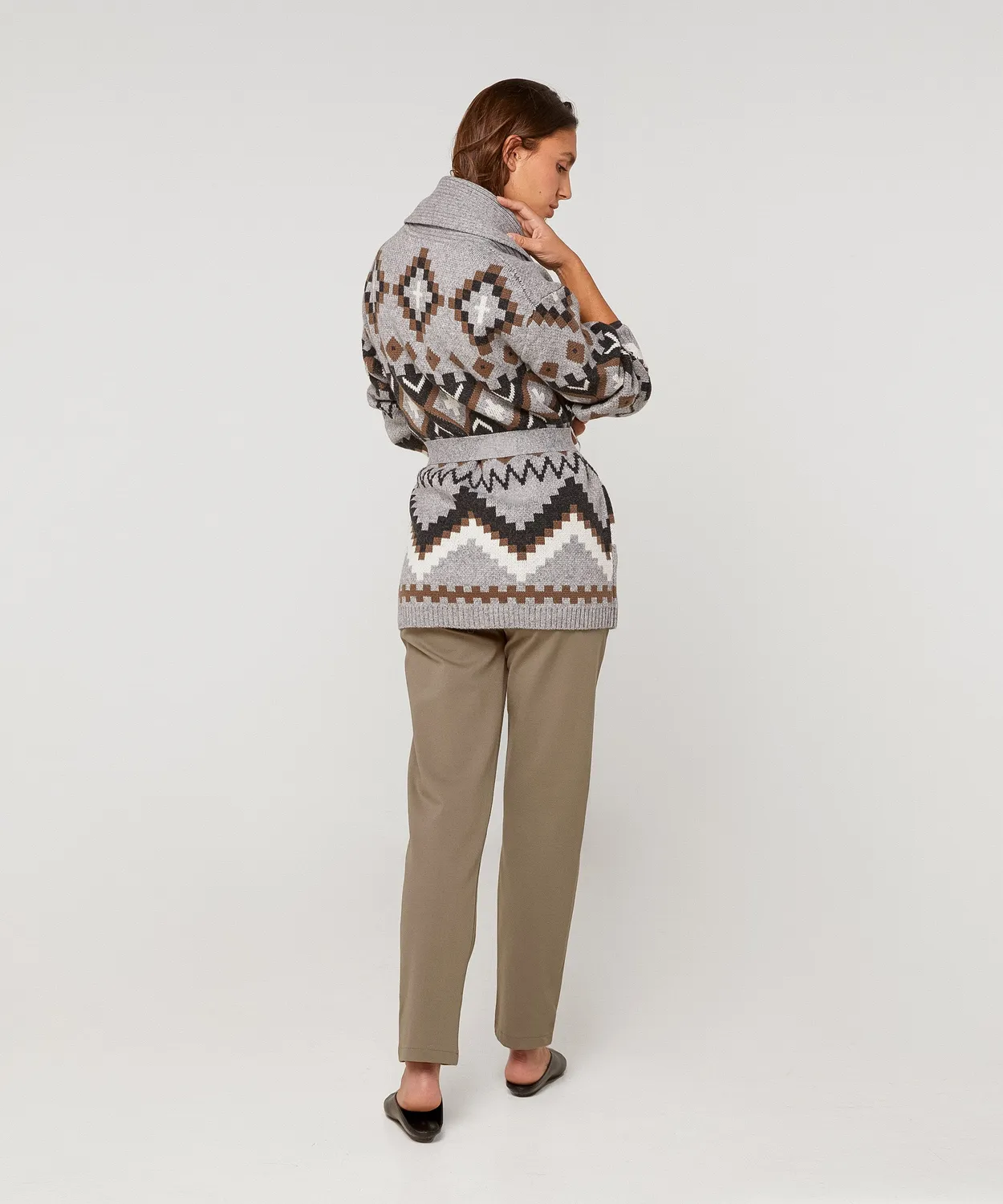 Rodier cardigan jacquard pied de poule grigio