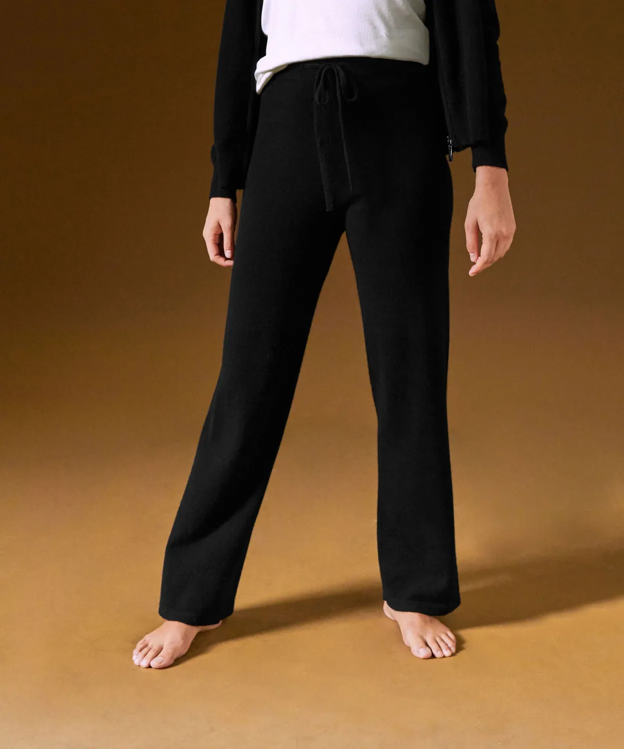 Rodier pantaloni larghi in cashmere nero jogging S-XL