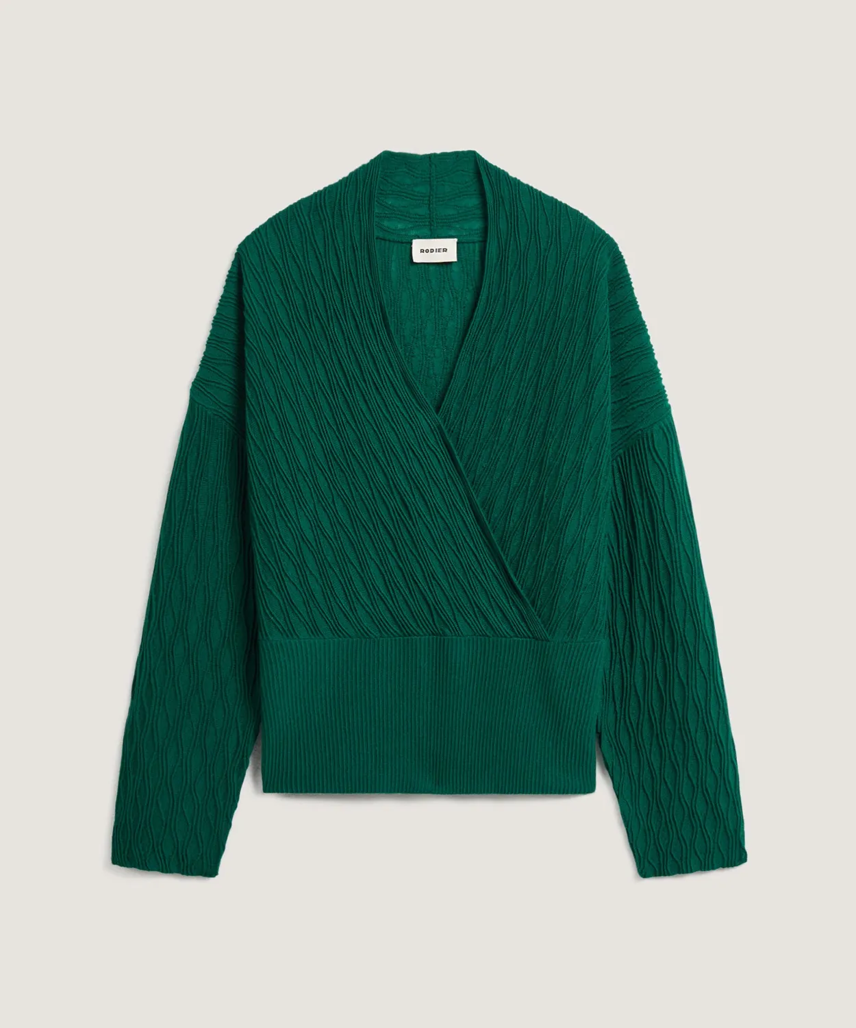 Rodier Maglia avvolgente lana merino verde inglese