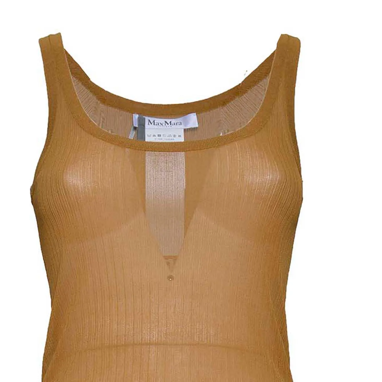 Max Mara Bastia top seta cammello coste S
