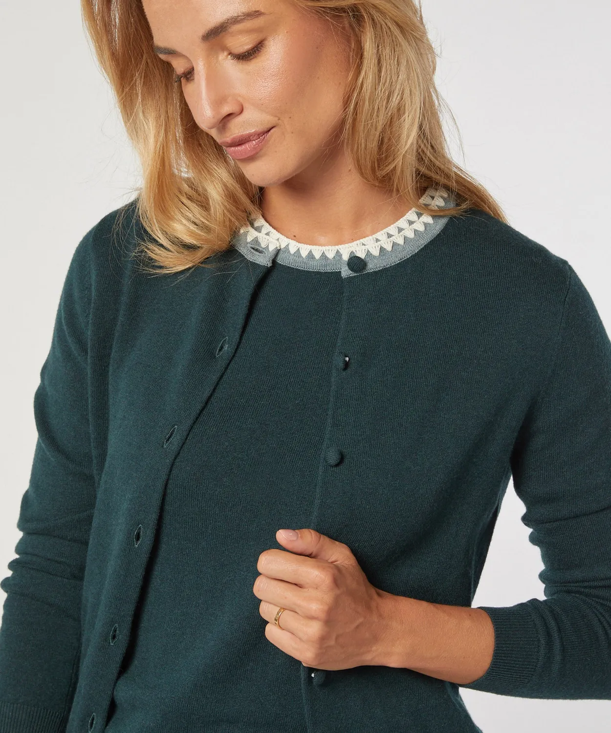 Rodier Twin Set in Cotone Verde Anatra Top+Cardigan