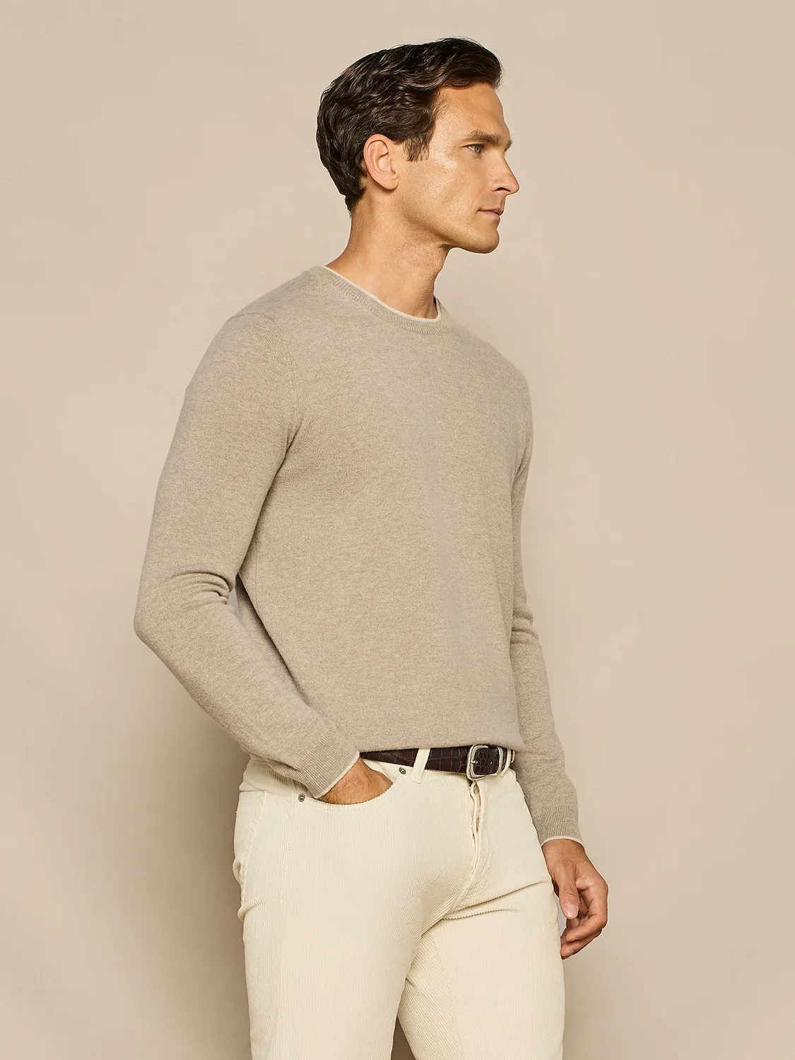 Paul Taylor Maglia Girocollo Misto Cashmere Taupe