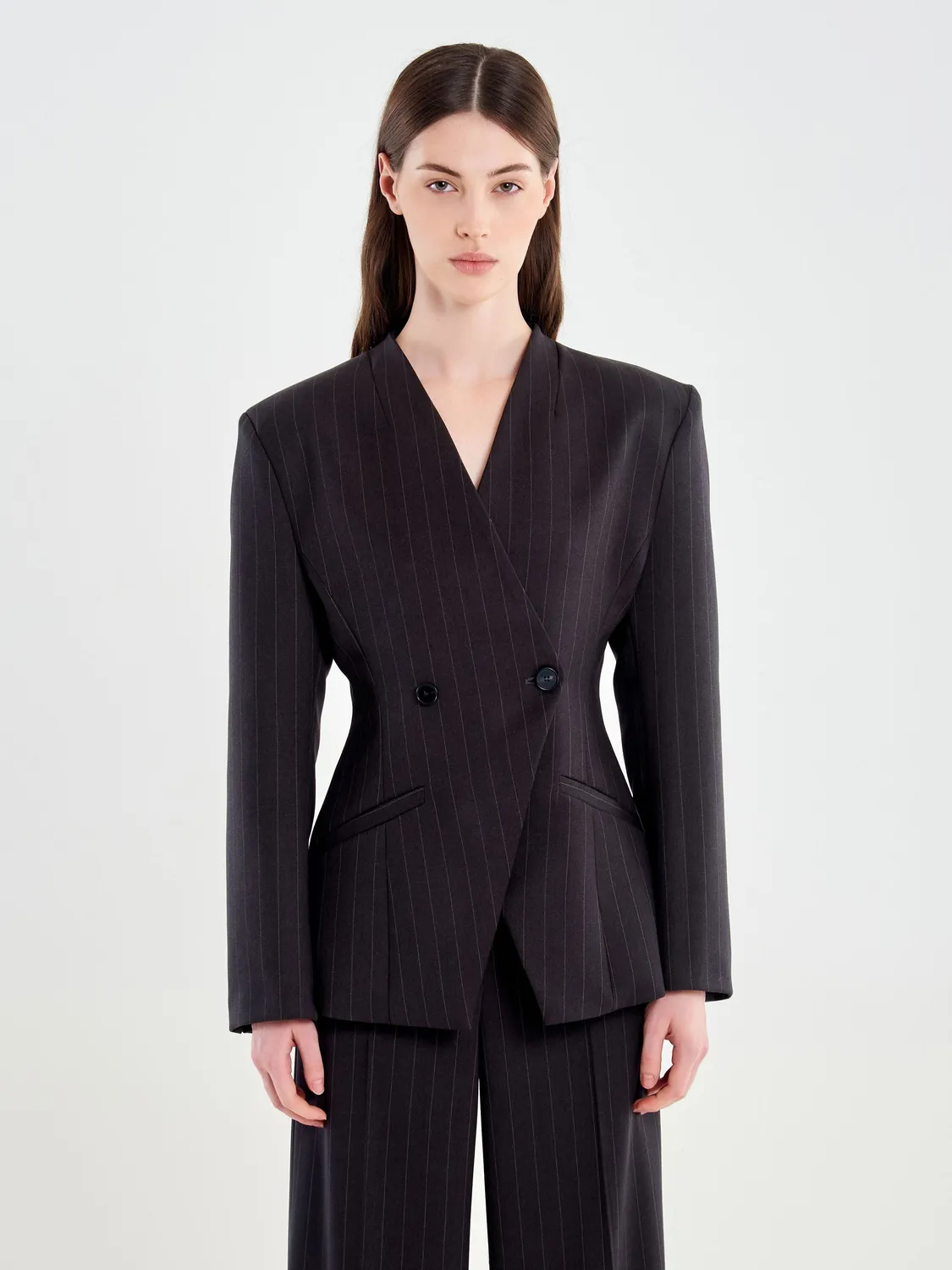Vicolo Blazer Avvitato Doppiopetto grigio XS-M gessato
