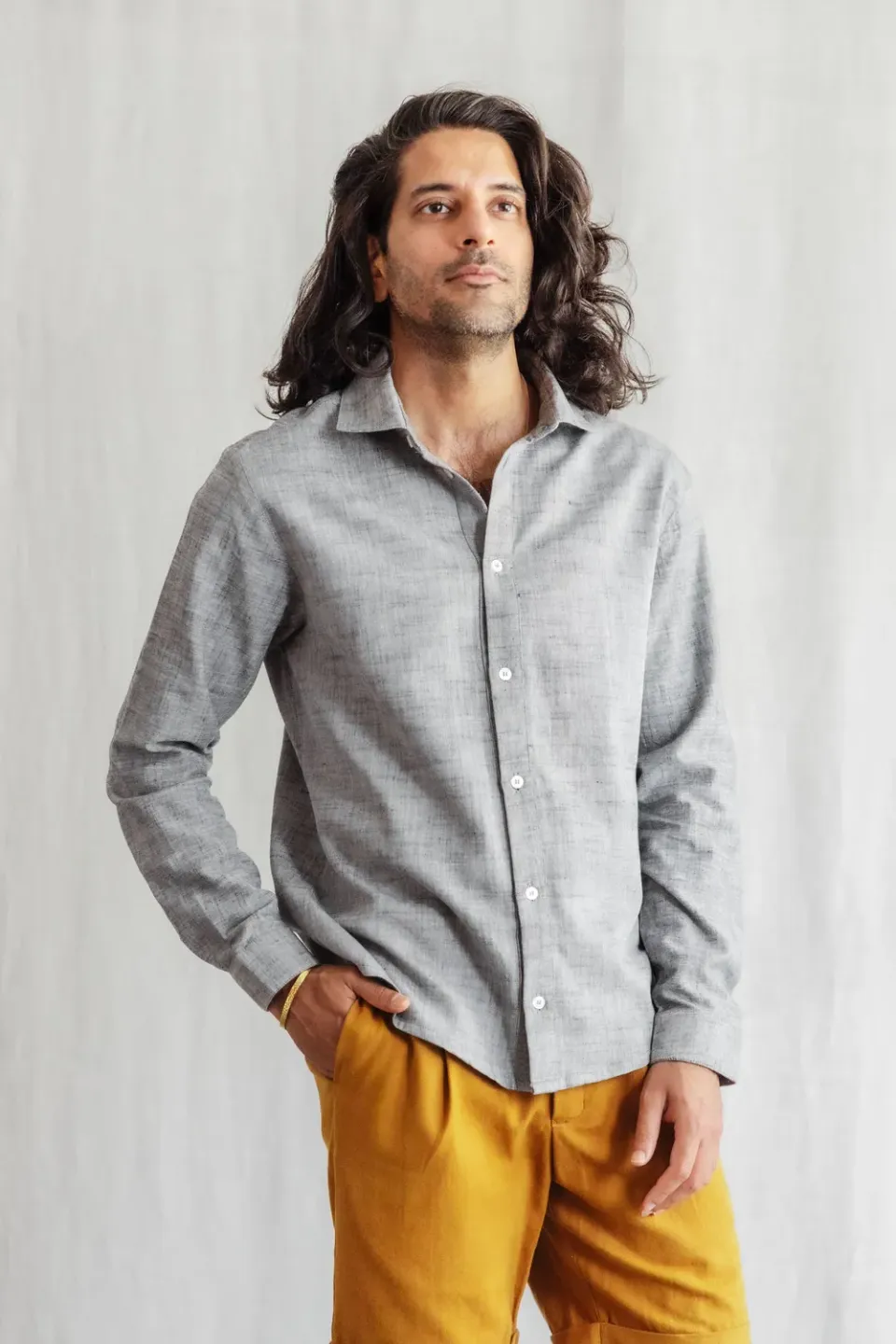 Jyoti - Fair Works Himat camicia cotone grigia uomo