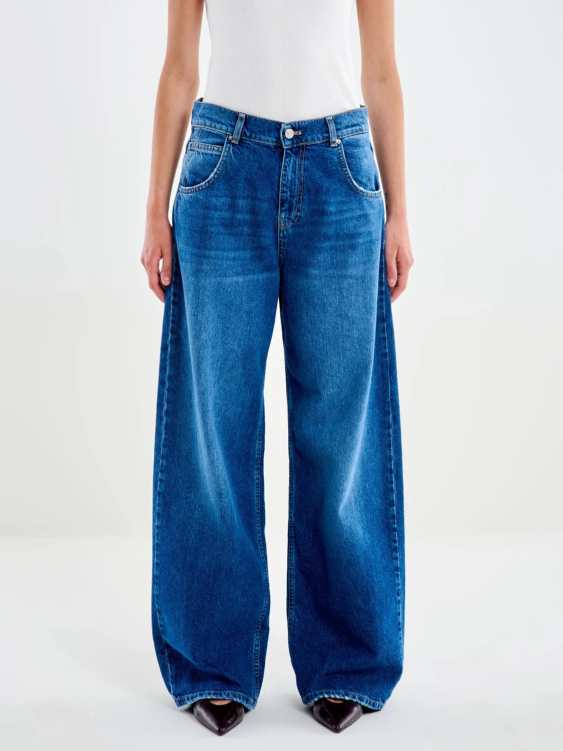 Vicolo Icon Mia jeans baggy blu con rotture