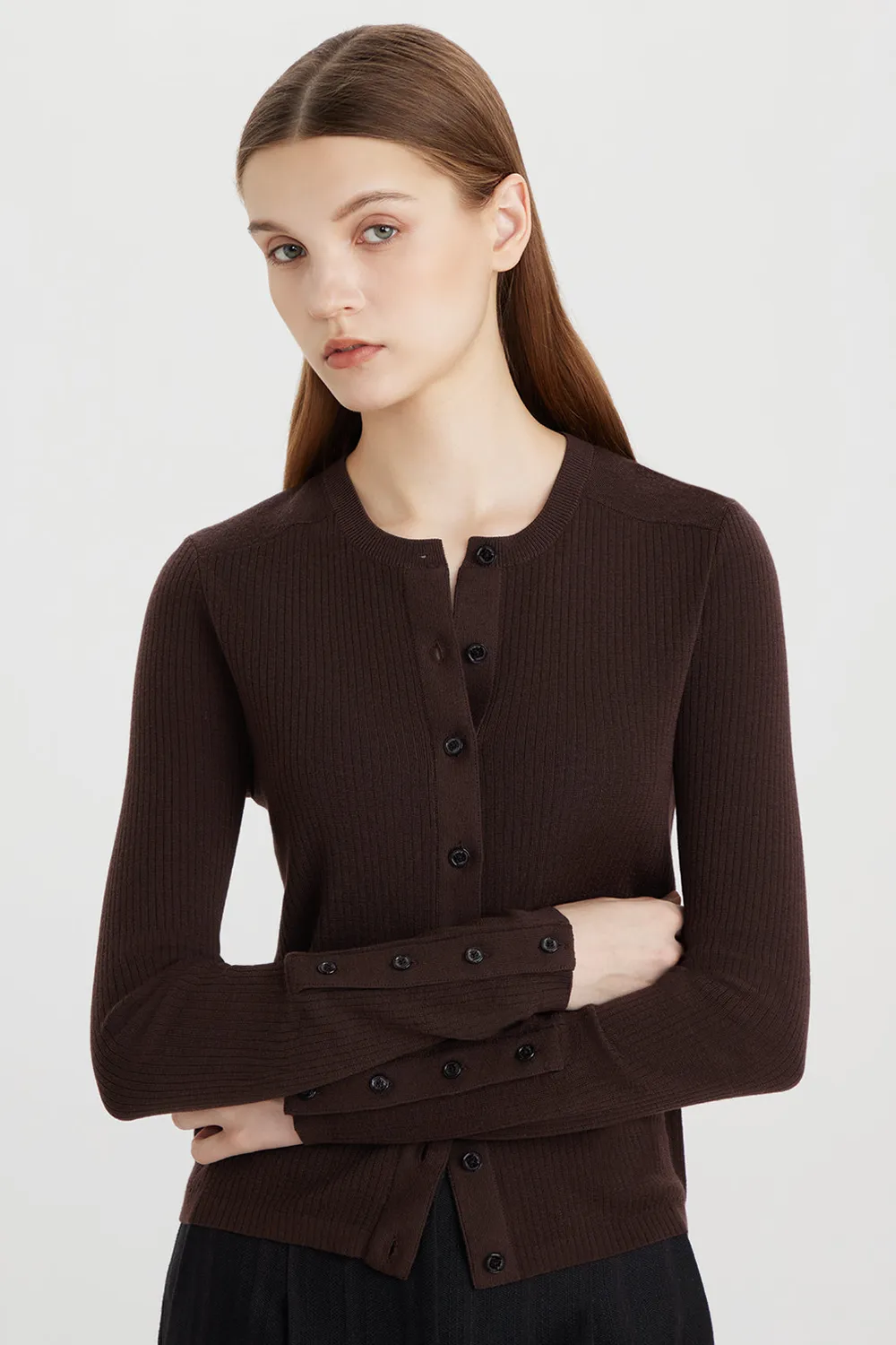 PORTS 1961 PW326KFN02 cardigan lana cioccolato S slim