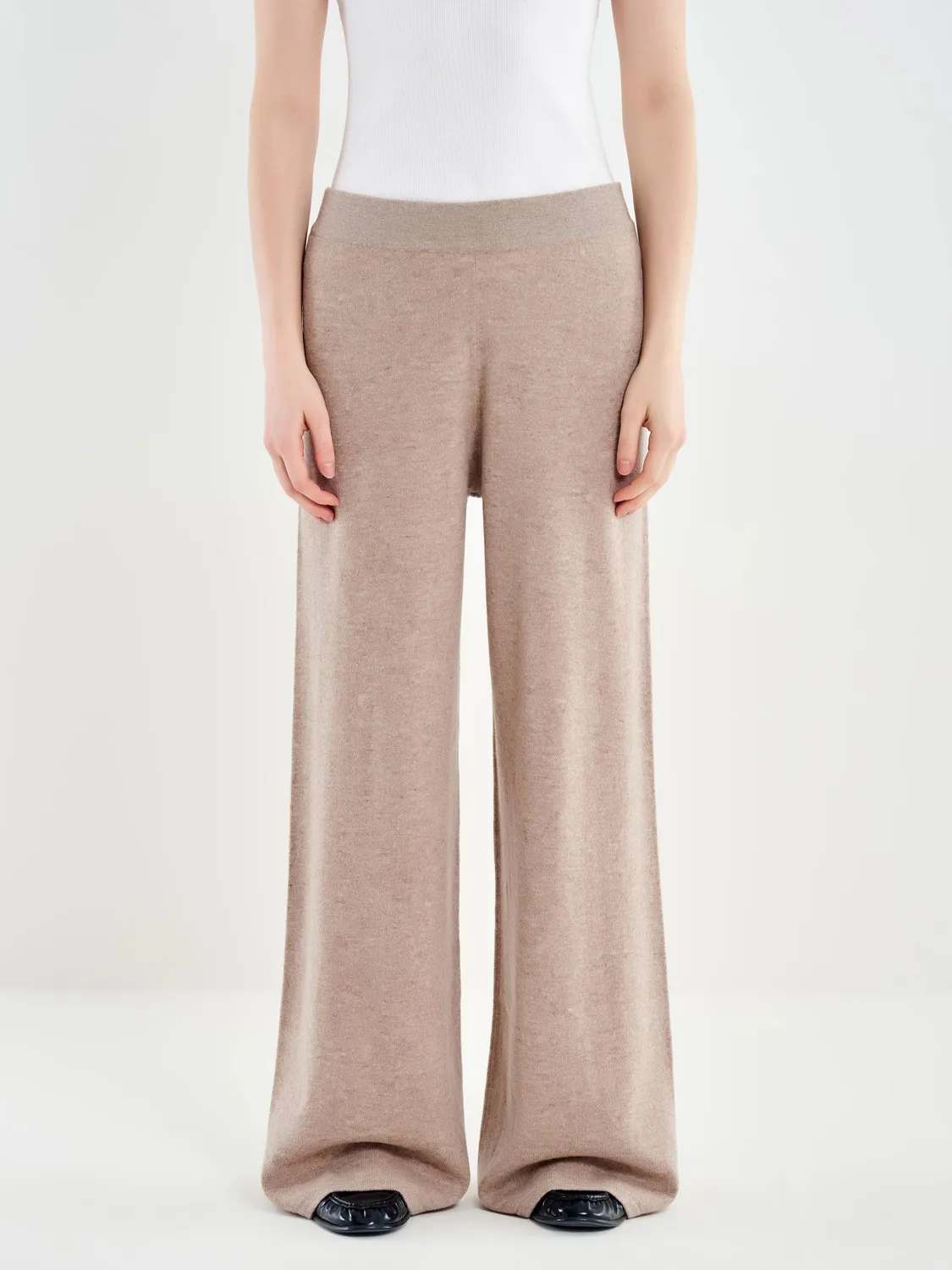 Vicolo Pantalone Jogger in Lana beige taglie S-M lana