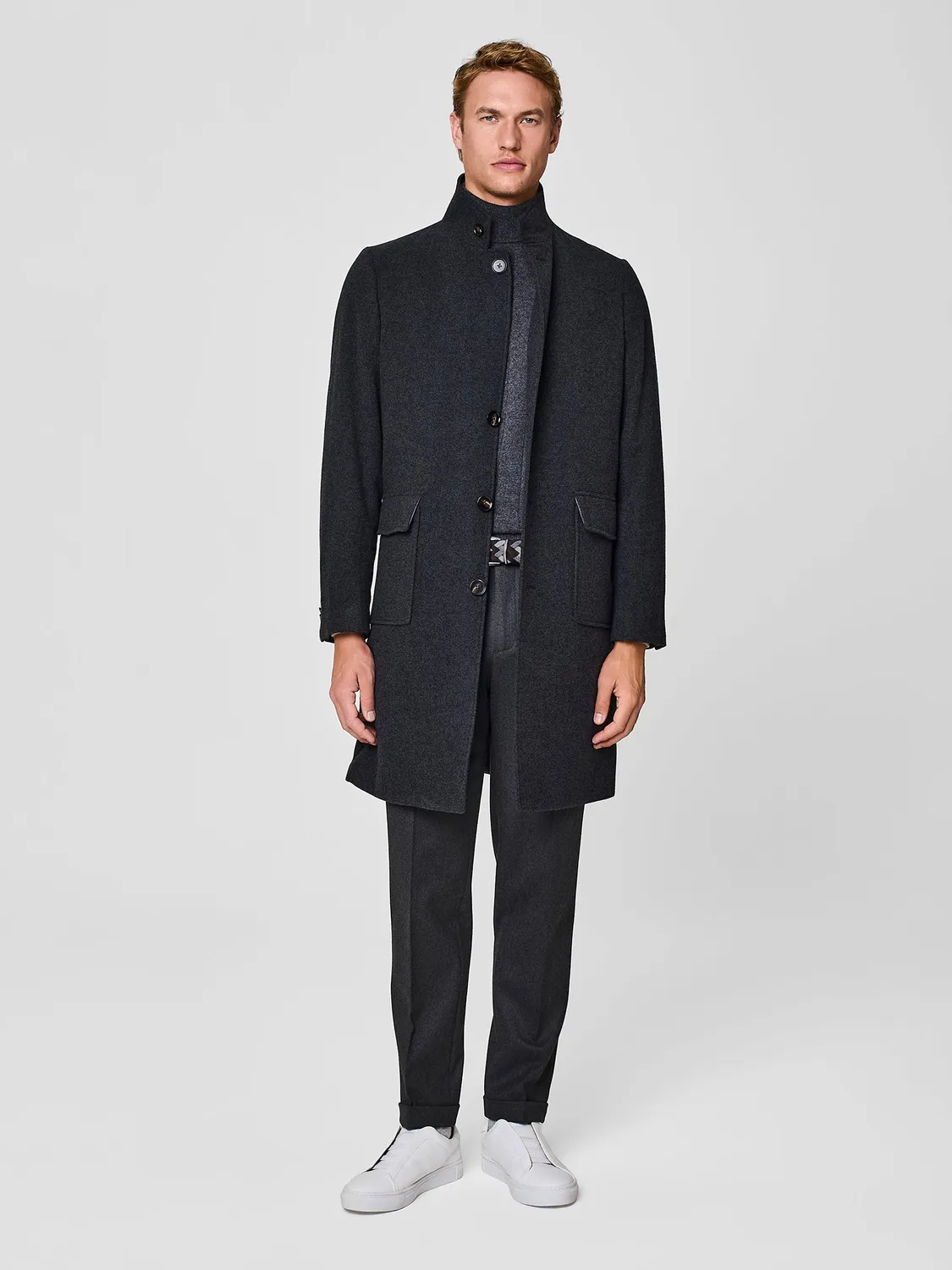 Paul Taylor cappotto lana grigio scuro collo dritto