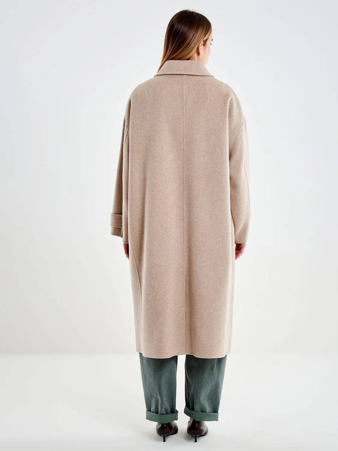 Vicolo cappotto oversize tortora lungo mezza lana