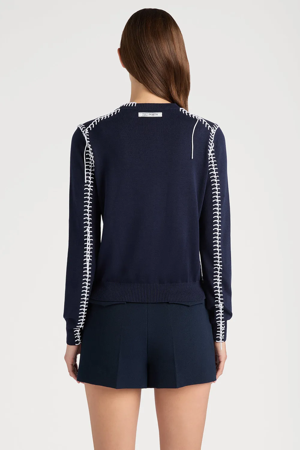 PORTS 1961 PS25 maglia blu navy seta cotone
